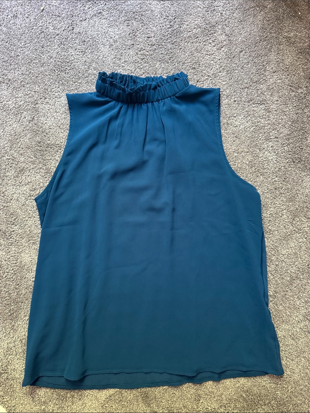 Ann Taylor dark Teal Sleeveless Ruffle-Neck Shell NWT Size M